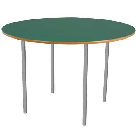 Round Classroom Table - 1000mm - Silver Legs - Green