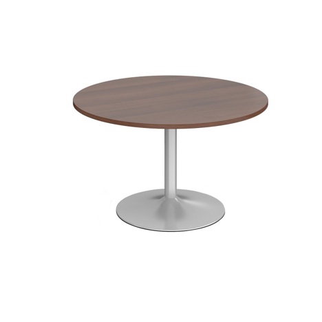 Trumpet Base Circular Boardroom Table - 1200 - Silver - Walnut