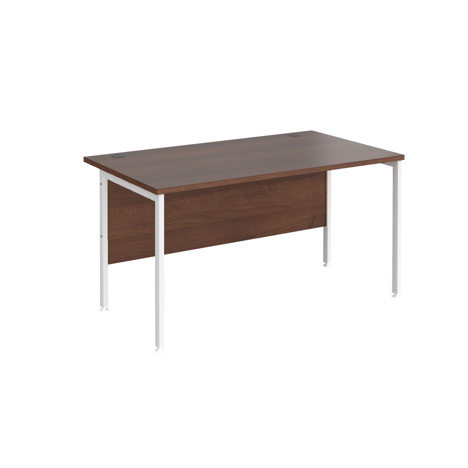 Straight Desk - H-Frame - 1400 - White - Walnut