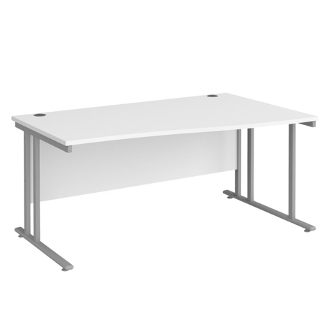 Wave Cantilever Workstation - 1600 - Right Hand - Silver - White
