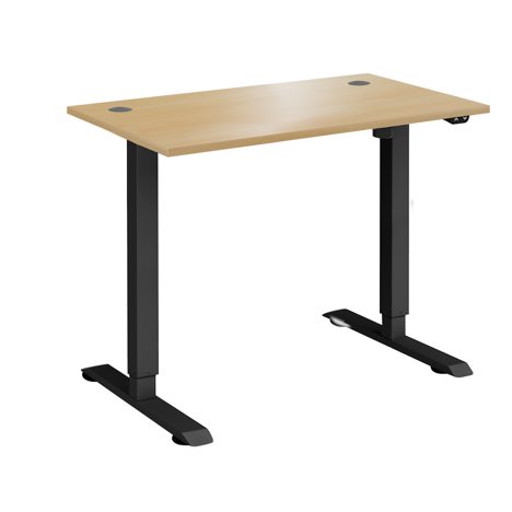 Electric Ergonomic Sit-Stand Workstation - 1000 - Black Frame - Oak