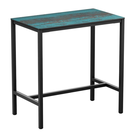 EXTREMA Vintage Teal 4 Leg Bar Height Table - Black - 1190 x 690mm
