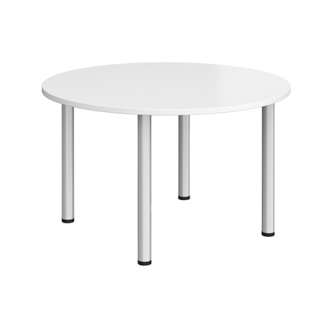 Circular Radial Leg Meeting Table - 1200 - Silver - White