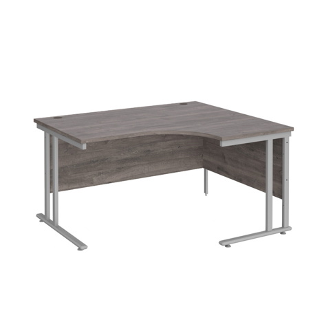 Radial Cantilever Workstation - 1400 - Silver - Right - Grey Oak