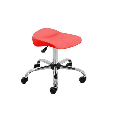 Titan Swivel Junior Stool with Chrome Base and Castors - Red