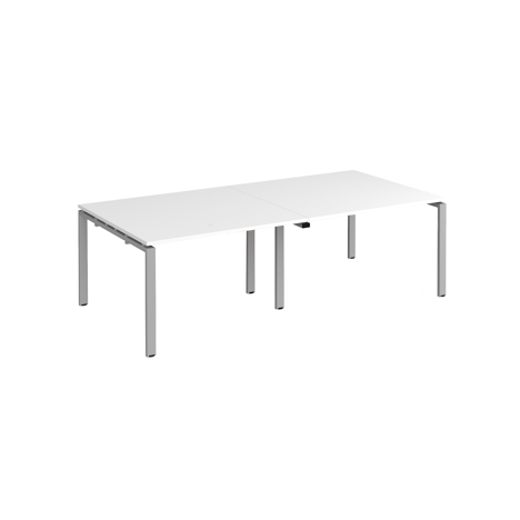 Adapt Rectangular Boardroom Table 2400 x 1200 - Silver - White