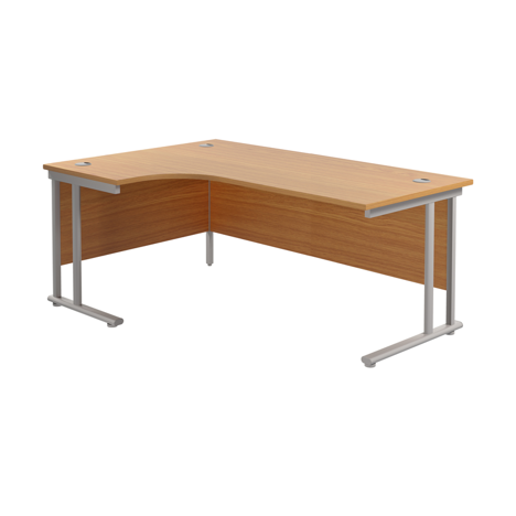 Twin Upright Radial Desk - Left Hand - 1800 - Silver Frame - Nova Oak