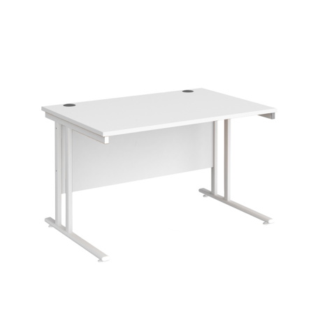 VDU Cantilever Workstation - No Drawers - 1200mm - White - White