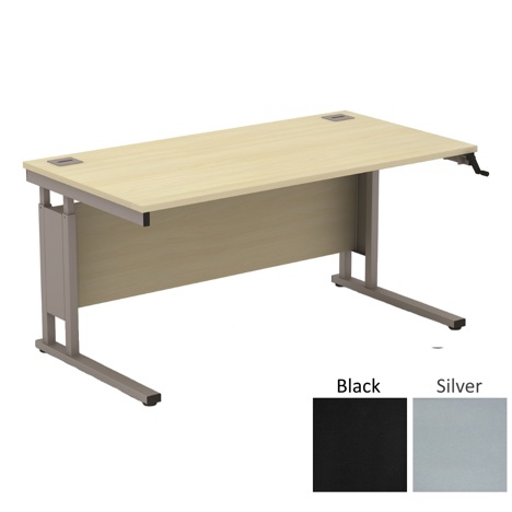 Sirius Height Adjustable Cantilever Desking 1600 - 800 - Silver - Black