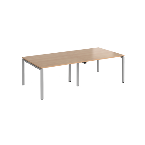 Adapt Rectangular Boardroom Table 2400 x 1200 - Silver - Beech