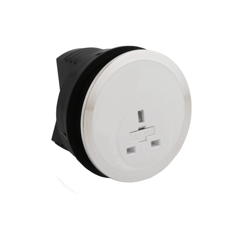 Port EI in Desk Power Module - White - Socket UK