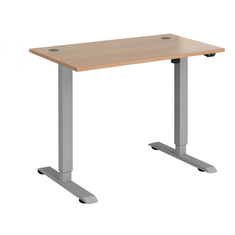 Electric Ergonomic Sit-Stand Workstation - 1000 - Silver Frame - Beech