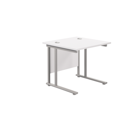Rectangular Workstation 800mm Deep - W800 - Silver Frame - White