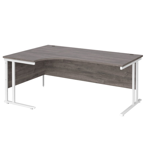 Radial Cantilever Workstation - 1800 - White - Left - Grey Oak