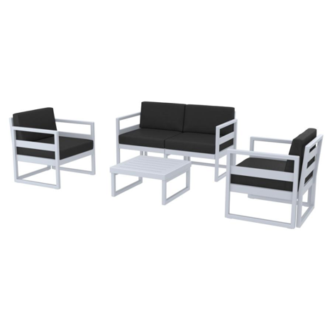Mykonos Lounge Set - Silver Grey with Black Custions