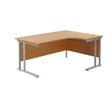 Twin Upright Radial Desk - Right Hand - 1600 - Silver Frame - Nova Oak