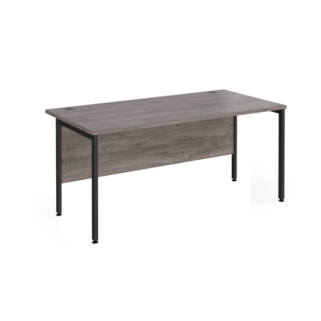 Straight Desk - H-Frame - 1600 - Black - Grey Oak