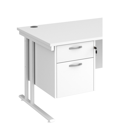 Fixed Pedestal 2 Drawer - White