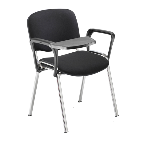 Club Chair with Chrome Frame - Black with Universal Plastic Tablet in Black