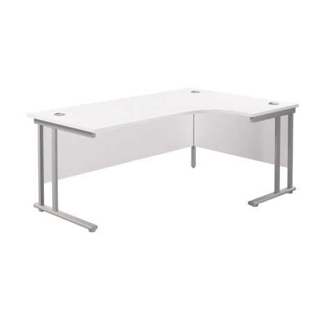 Twin Upright Radial Desk - Right Hand - 1800 - Silver Frame - White