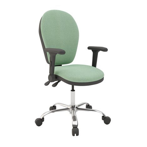 Round High Back Operator Chair - Chrome Base - Folding Arms