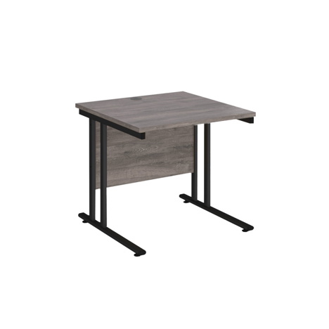VDU Cantilever Workstation - No Drawers - 800mm - Black - Grey Oak