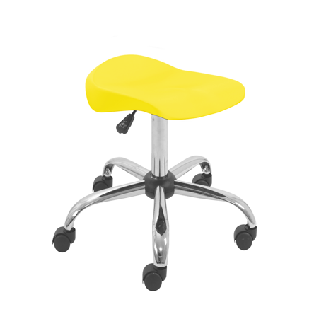 Titan Swivel Senior Stool - with Chrome Base and Castors - Yellow