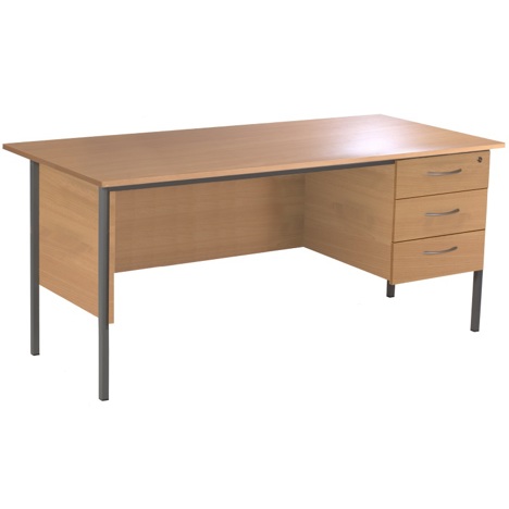 Single Pedestal Three Drawer Desk - 1800mm - Beech