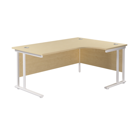Twin Upright Radial Desk - Right Hand - 1800 - White Frame - Maple