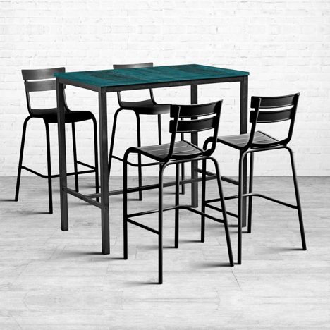 EXTREMA Metallic Anthracite 4 Leg Bar Height Table - Black - 690 X690mm