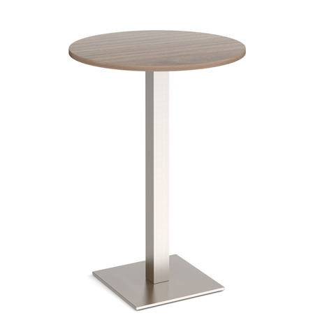 Brescia Circular Poseur Table - 800mm - Brushed Steel Frame - Barcelona Walnut