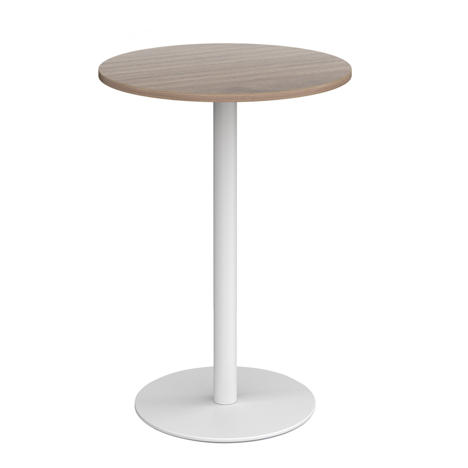 Monza Circular Poseur Table - White - Barcelona Walnut