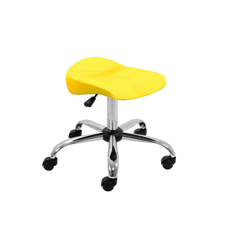 Titan Swivel Junior Stool with Chrome Base and Castors - Yellow
