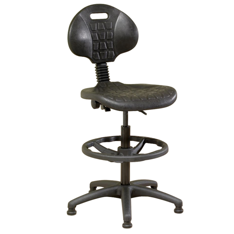 Industrial Polyurethane Draughtsman Chair on Glides - Black Components