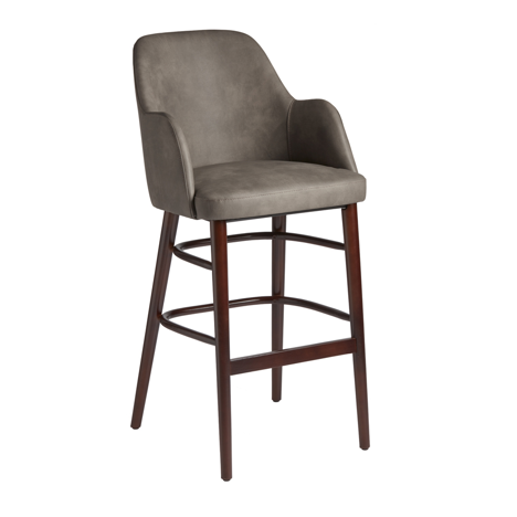 Aztec Bar Stool - Faux Leather - Steel Grey Vintage Elegance