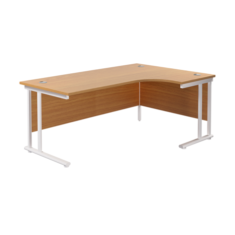 Twin Upright Radial Desk - Right Hand - 1800 - White Frame - Nova Oak