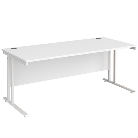 VDU Cantilever Workstation - No Drawers - 1800mm - White - White