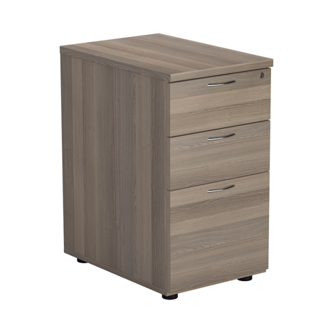 3 Drawer Desk High Pedestal - 600mm - Grey Oak