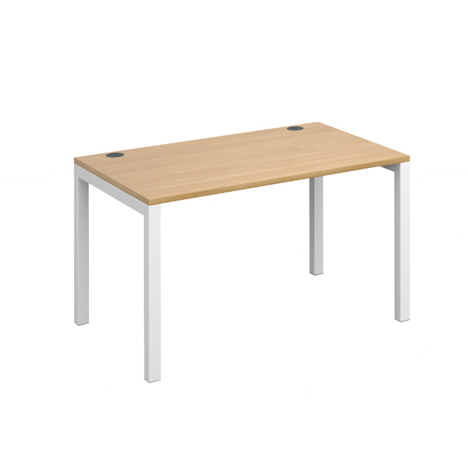 Connex Single Desk - 1200mm - White Frame - Oak Top