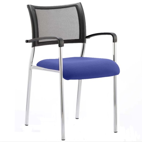 Brunswick Medium Back Chair - With Arms - Chrome legs - Stevia Blue