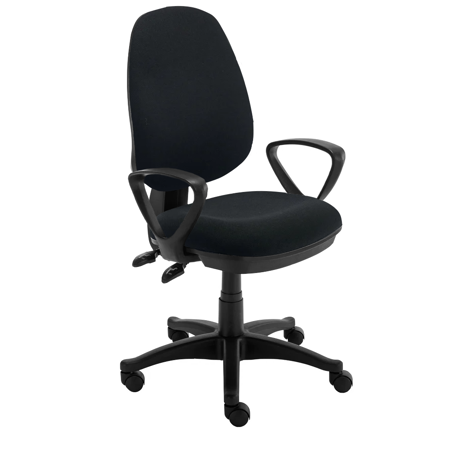 Versi Twin Lever Operator Chair - Fixed Arms - Black