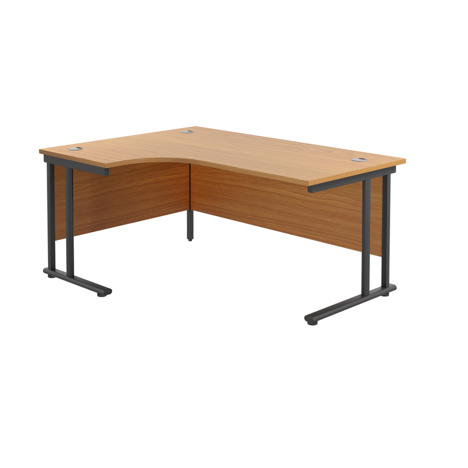 Twin Upright Radial Desk - Left Hand - 1600 - Black Frame - Nova Oak