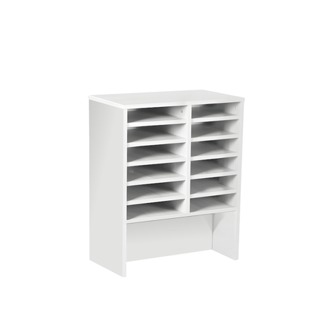 Post Sorter - Pigeon Hole Base Sorter Units - 2 Bay -12 Compartment - White