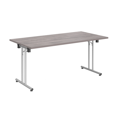 Rectangular Folding Leg Table - 1600 - Silver - Grey Oak