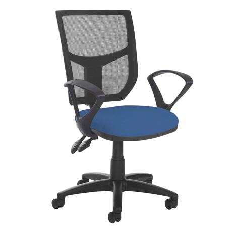 Altino Mesh Back Operator Chair - Black Base - Fixed Arms - Blue