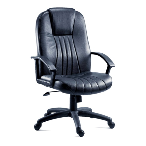 City Blue Executive Office Chair - Leather Faced - Black