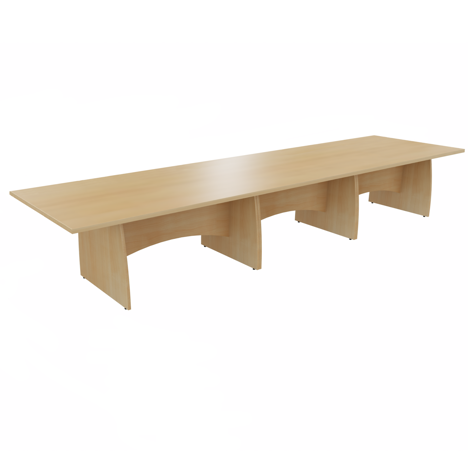 Platinum Range - Rectangular Conference Tables with Shaped Modesty Panel & Legs - 4500mm - Oak