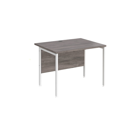 Straight Desk - H-Frame - 1000 - White - Grey Oak