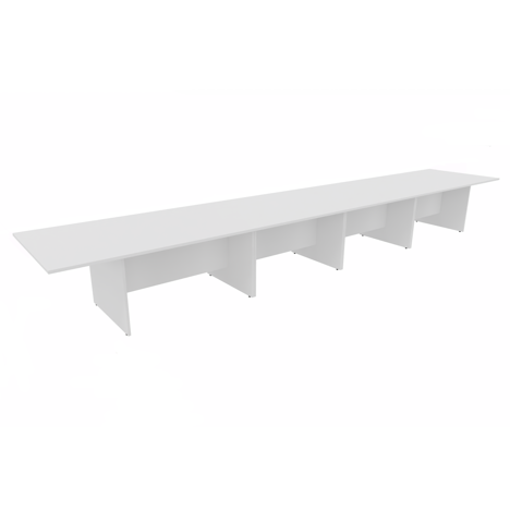 Rectangular Conference Tables with Straight Modesty Panel and Panel End Leg - 6000mm - White