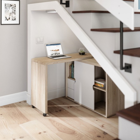 Pivot Cupboard Desk - Sonoma Oak